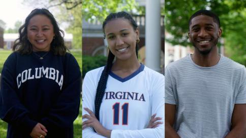Portraits of three graduating students from UVA's class of 2022